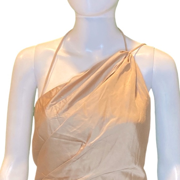 NWT Significant Other Gracie One Shoulder Satin Dress in Almond (Taupe) - Sz 10 - Picture 7 of 13